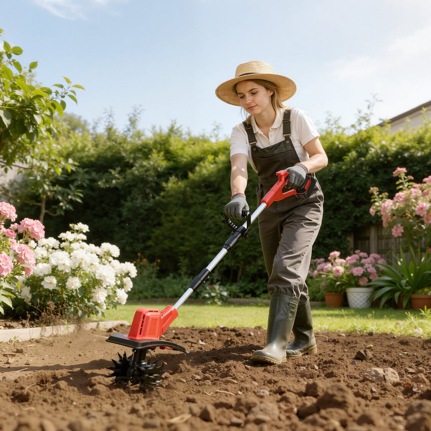 400W Akku Gartenfräse mit 2 Akkus Tragbar | Brehn