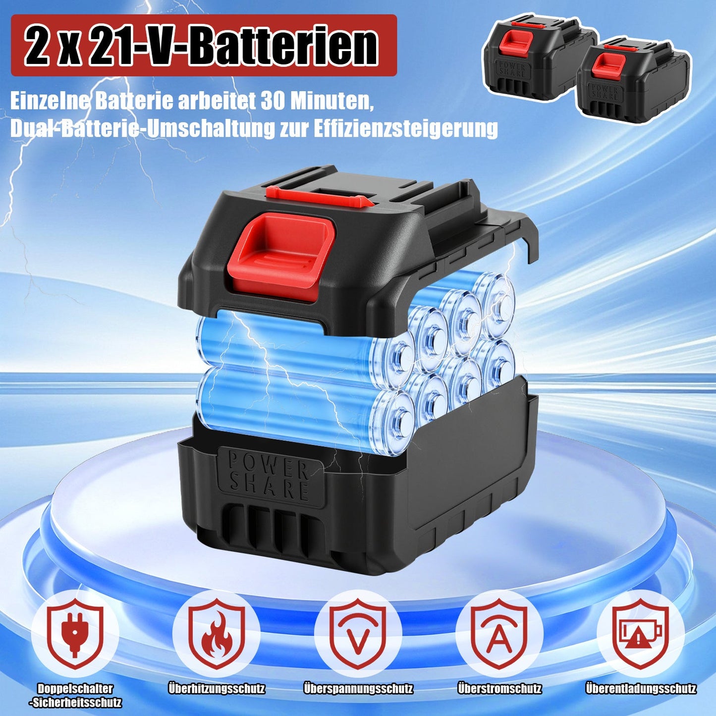 550W Akku Gartenfräse mit 2 Akkus Tragbar | Brehn