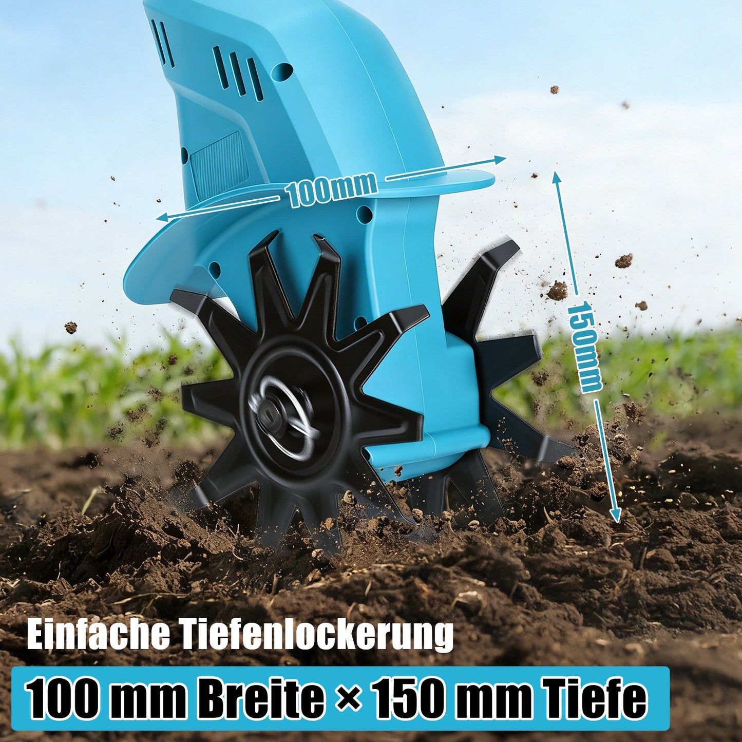 550W Akku Gartenfräse mit 2 Akkus Tragbar | Brehn