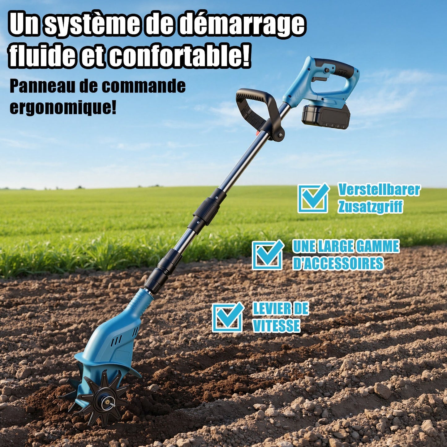 550W Akku Gartenfräse mit 2 Akkus Tragbar | Brehn