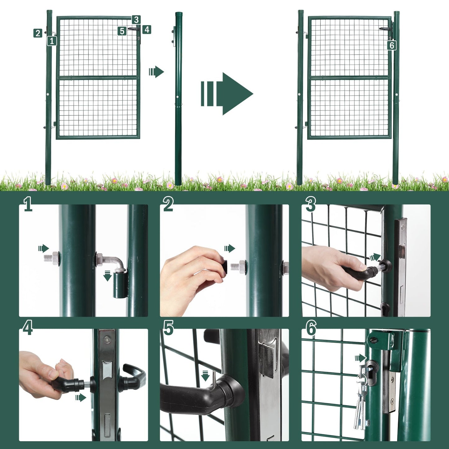 Gartentor Gartentür Grün Inkl. Schloss | Brehn