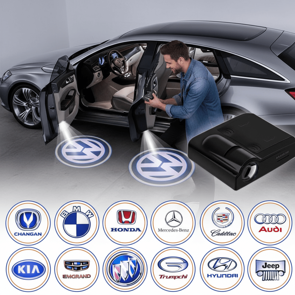 Kabellose LED-Türprojektorleuchte für Autos mit individuellen Logos
