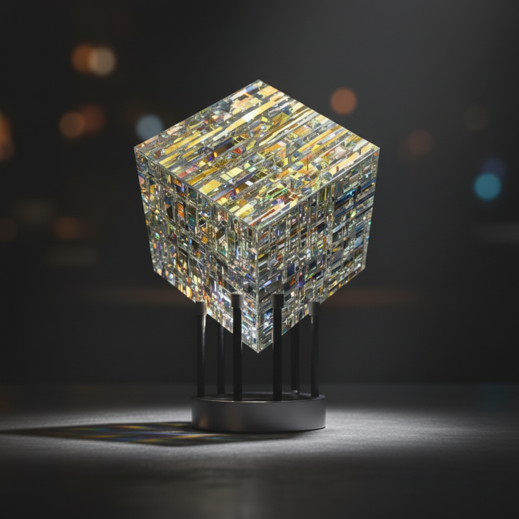 ChromaticCube Kristall Regenbogen Brechungs Kunst | Moderne Schreibtisch Dekor & Mittelpunk