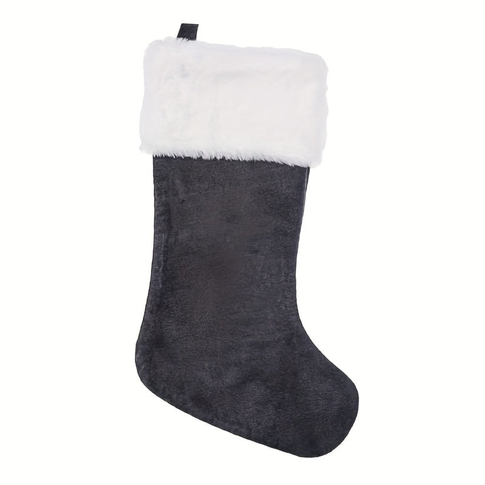 Brehn | Personalisierte Samt-Weihnachtsstrumpf mit Monogramm – Modernes Grau Design