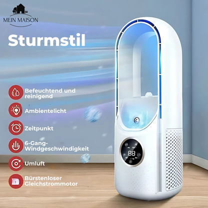 Airevo Luftkühler | Klingenloser USB Ventilator | 6 Stufen | Leise & Mit Timer | Luftbefeuchtung | Brehn
