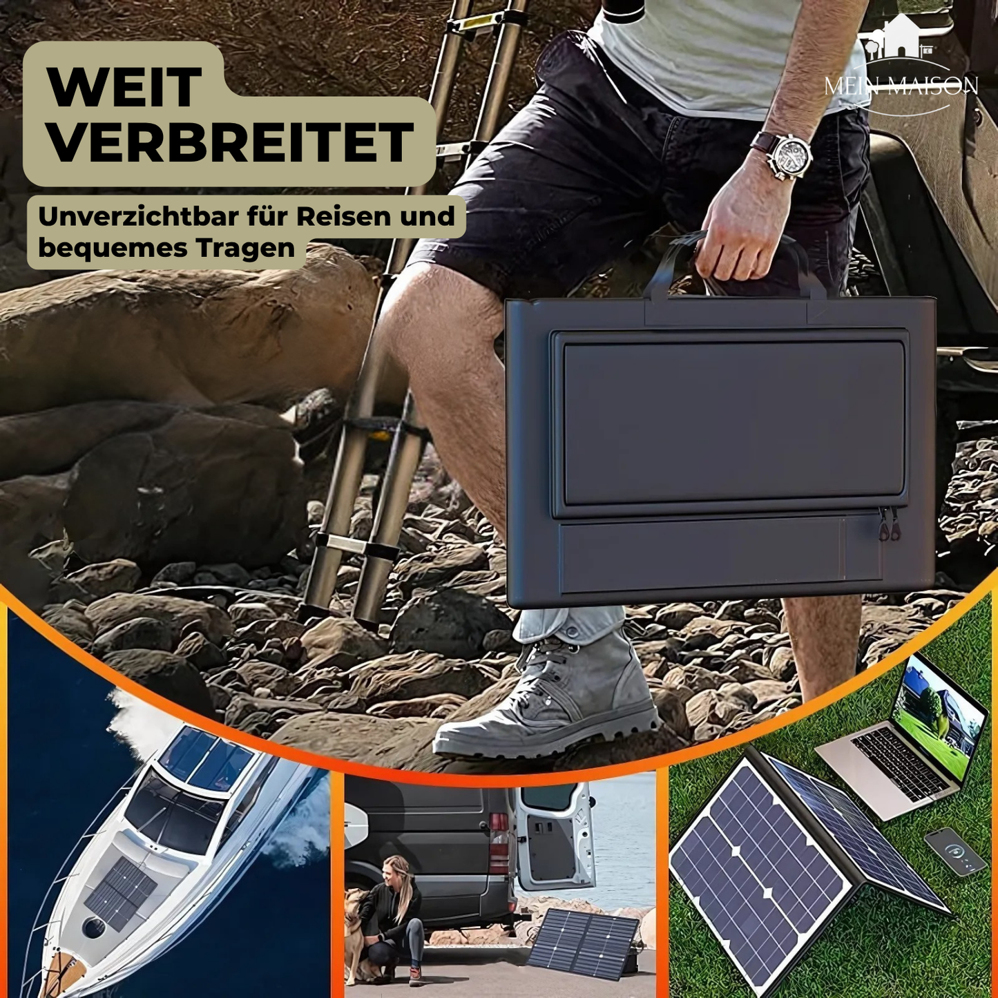 Vivolux | SolaraX 1000W Faltbares Solarpanel Kit | Komplettset mit MPPT & USB/Type-C | Für Camping, Auto, Boot & Caravan