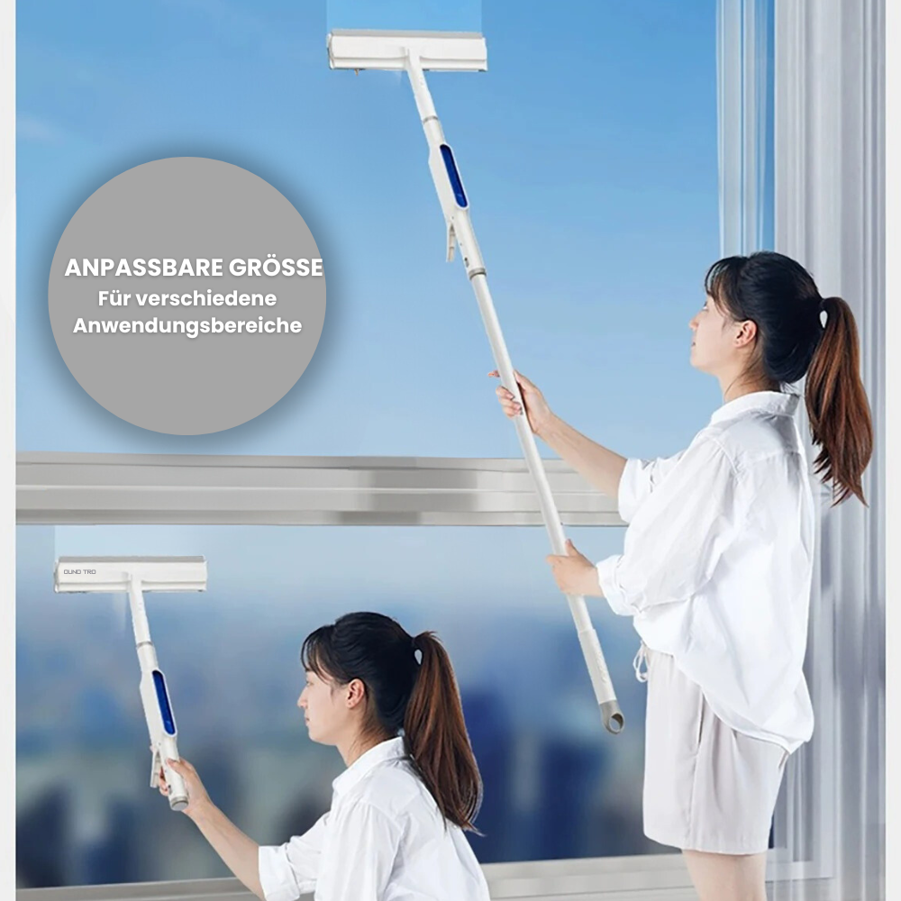 3-in-1 Rotierbarer Fensterreiniger mit Teleskopgriff und Sprühfunktion | Brehn