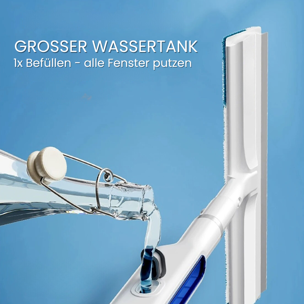 3-in-1 Rotierbarer Fensterreiniger mit Teleskopgriff und Sprühfunktion | Brehn