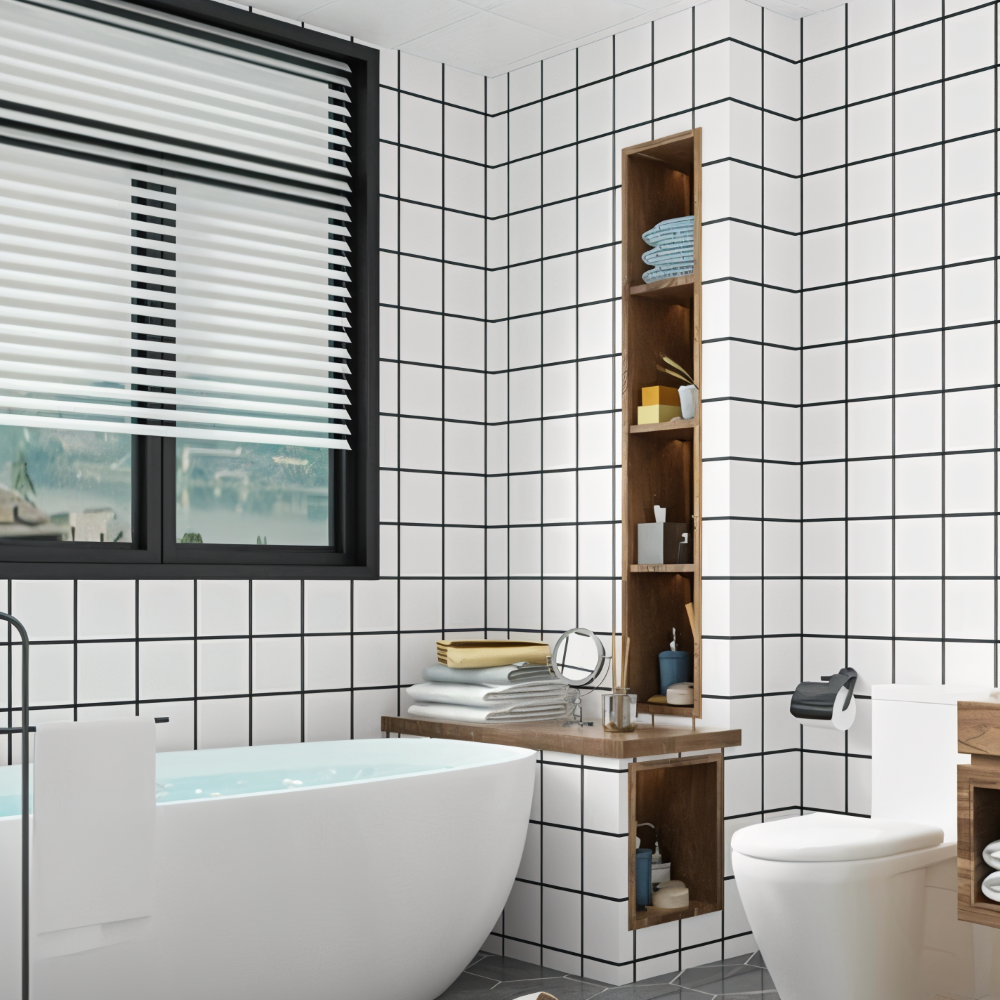 BowLift | GlossyLux PVC Wall Panels – Waterproof & Self-Adhesive for Bathroom & Kitchen (30×60 cm)