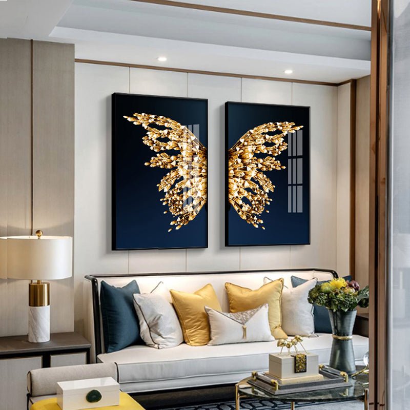 Goldene Schmetterlingsflügel Boutique Abstrakte Wandkunst Fein Kunst Leinwanddrucke Moderne Bilder Für Luxuriöses Wohnzimmer Schlafzimmer Stilvolle Glamour Wohnkultur