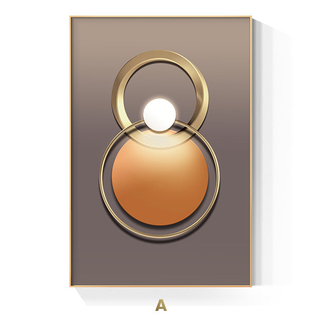 Goldener Ring Moderne Ästhetik Abstrakte Wandkunst Feinart Leinwanddrucke Geometrische Bilder Für Luxuriöses Wohnzimmer Esszimmer, Home Office Dekor | Brehn