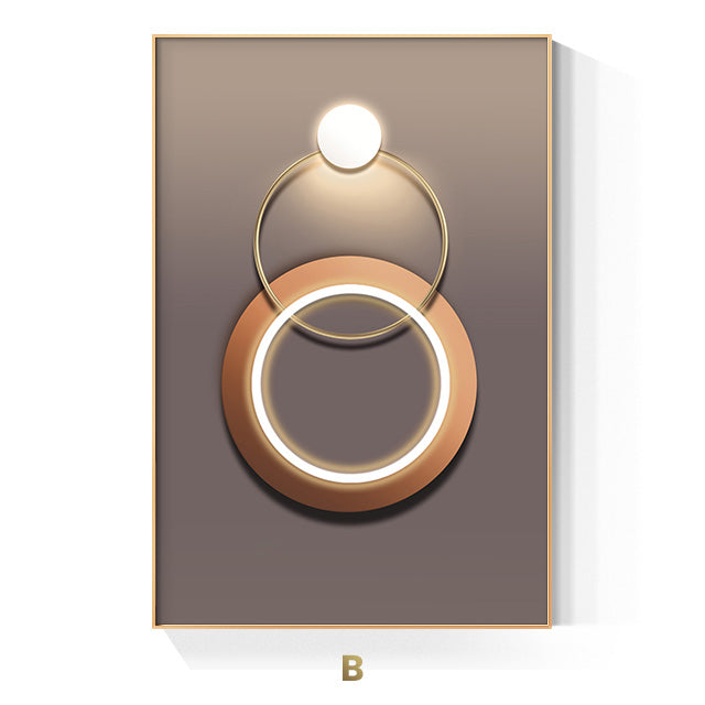Goldener Ring Moderne Ästhetik Abstrakte Wandkunst Feinart Leinwanddrucke Geometrische Bilder Für Luxuriöses Wohnzimmer Esszimmer, Home Office Dekor | Brehn
