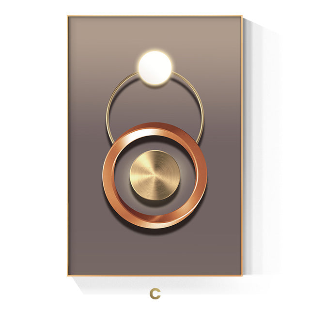 Goldener Ring Moderne Ästhetik Abstrakte Wandkunst Feinart Leinwanddrucke Geometrische Bilder Für Luxuriöses Wohnzimmer Esszimmer, Home Office Dekor | Brehn