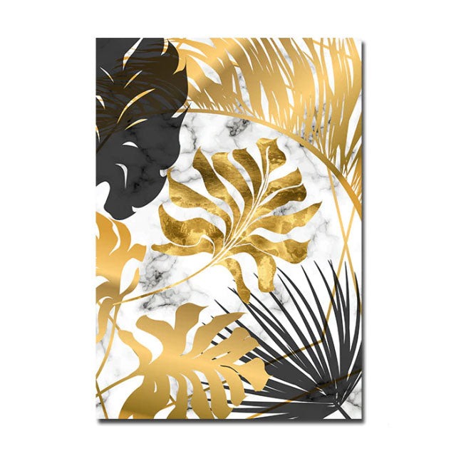 Nordic Tropical Gold Leaves Abstract Wall Art Posters Fine Art Canvas Prints Pictures Für Modern Apartment Wohnzimmer Dekor