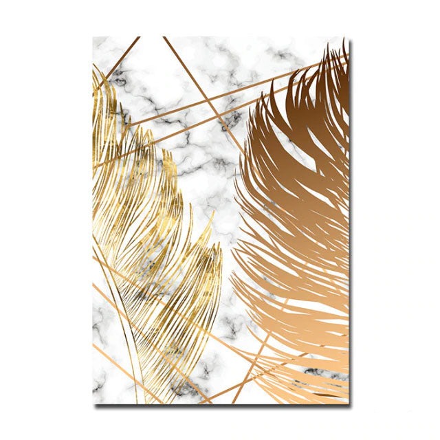 Nordic Tropical Gold Leaves Abstract Wall Art Posters Fine Art Canvas Prints Pictures Für Modern Apartment Wohnzimmer Dekor
