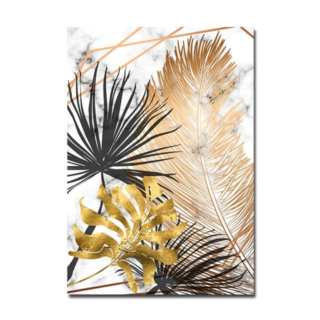 Nordic Tropical Gold Leaves Abstract Wall Art Posters Fine Art Canvas Prints Pictures Für Modern Apartment Wohnzimmer Dekor