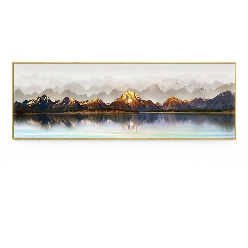 Golden Mountain Landschaft Weitformat Wandkunst Feinart Leinwanddrucke Große Größen Bilder Für Über Das Sofa Bild Für Über Das Bett