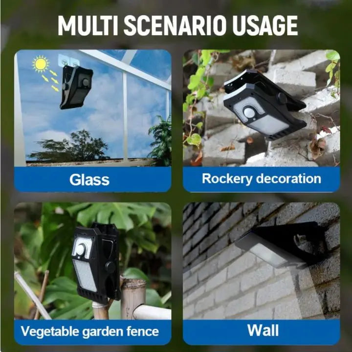 Große Solar-LED-Außenlampe – Mit Clip und Bewegungsmelder