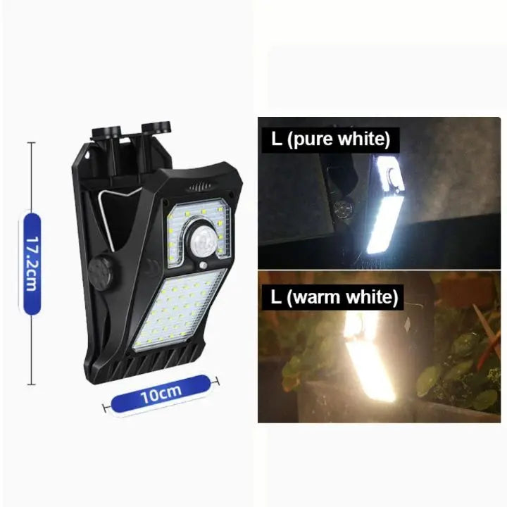 Große Solar-LED-Außenlampe – Mit Clip und Bewegungsmelder