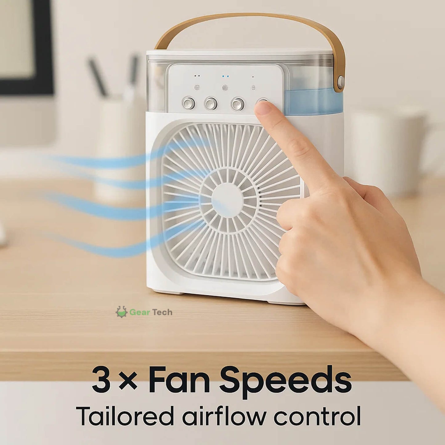 3-in-1 Luftkühler Luftbefeuchter | Tragbar, einstellbare Lüftergeschwindigkeiten & Ideal für Schlafzimmer, Büros & kleine Räume | Brehn