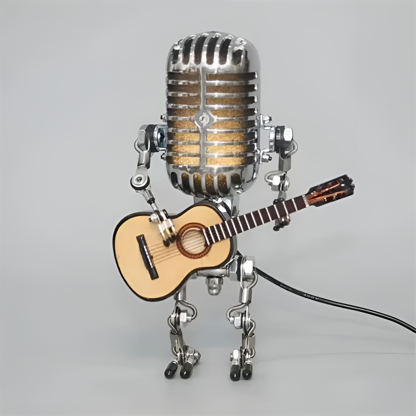Robot Tischlampe mit Gitarre – LED-Deko im Vintage-Stil für den Schreibtisch | Brehn