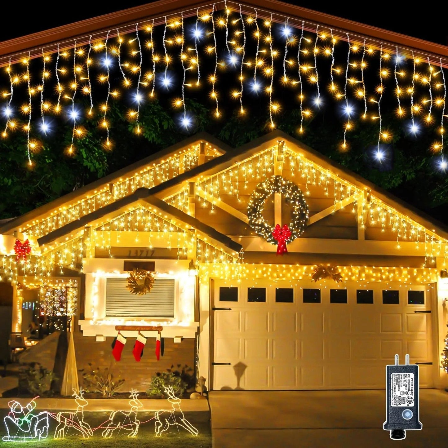 Brehn | GlowCurtain LED Lichtervorhang | Außenbeleuchtung für Feiern | Warmweiß | Perfekte Deko für Feste