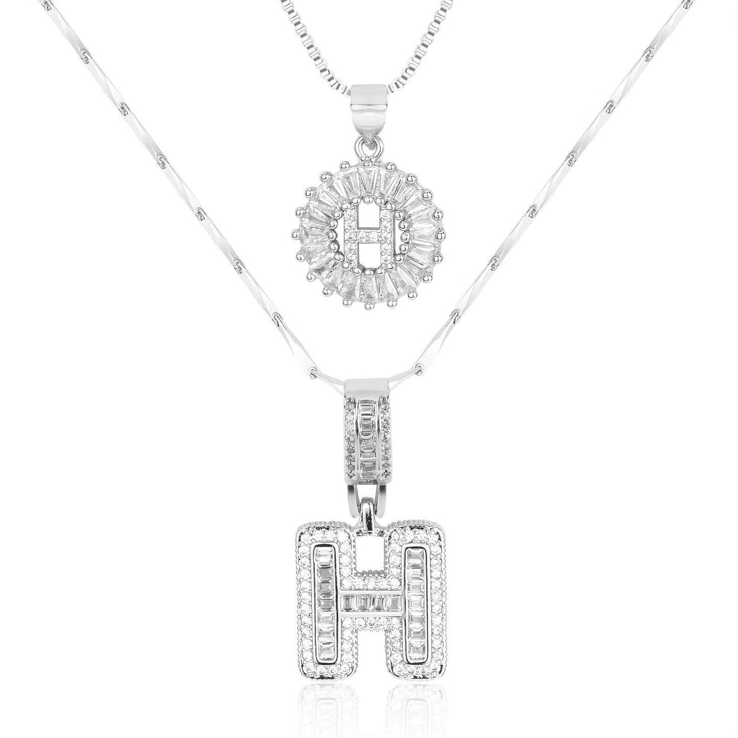 Brehn | 2pc 14k Diamant Buchstaben Initialen Halsketten