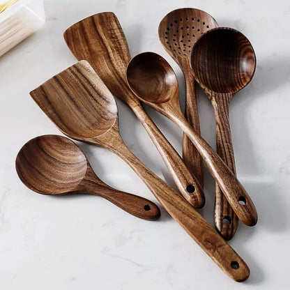TeakChef 7-teiliges Küchenutensilien-Set Premium Teak-Werkzeuge | Brehn