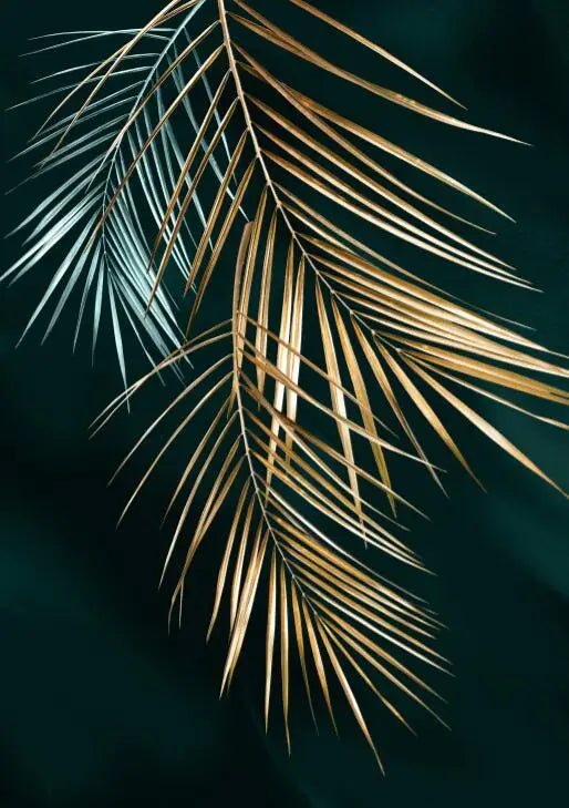 Set von 3 Teilen Goldenes Blatt Wandkunst Minimalistische Nordische Tropische Pflanzen Feine Kunst Leinwanddrucke Bilder Für Wohnzimmer Esszimmer Kunst Dekor