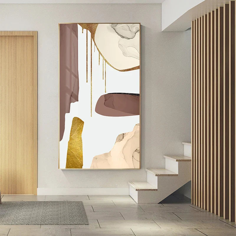 Neutrale Farben Mauve Beige Goldene abstrakte Wandkunst feine Kunst Leinwanddrucke Bilder für moderne Wohnung Wohnzimmer Luxusinteriors Kunst Dekor | Brehn
