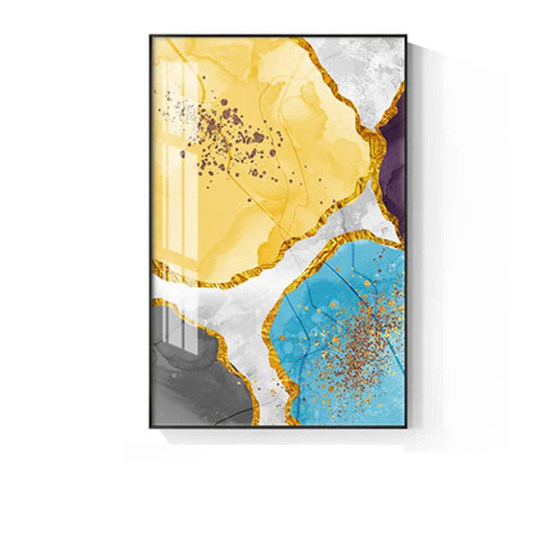 Abstrakte blaue gelbe graue Marmor Druck Wandkunst Fine Art Leinwanddrucke Bilder für moderne Wohnung Wohnzimmer Home Office Kunst Dekor