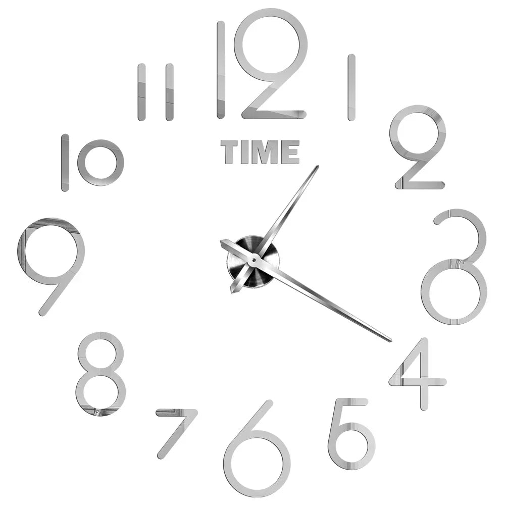 Große Wanduhr DIY 3D Selbstkleber Spiegel Acryl Wanduhr für Küche Esszimmer Wohnzimmer Kreative Wohnkultur | Brehn