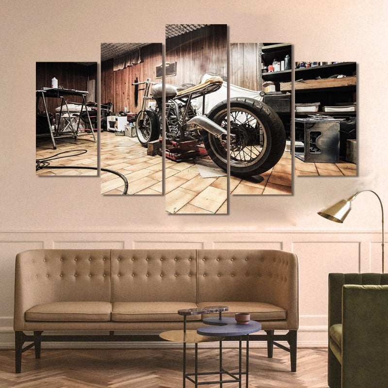 5-teilige abstrakte Vintage Garage - Leinwand Wandkunst Malerei