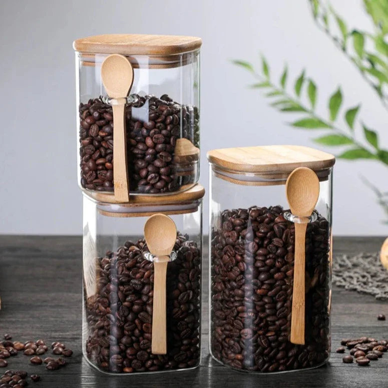 Bamboo- und Glas-3-teiliger Behältersatz Brehn