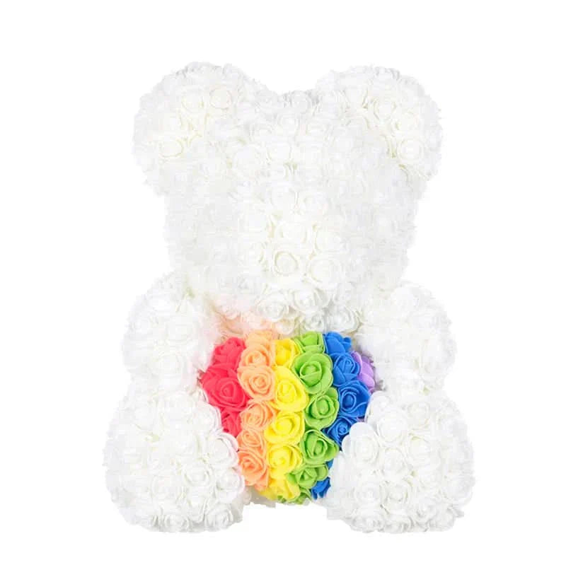 Rosen-Teddybär mit handgefertigten Schaumstoffrosen – 40 cm