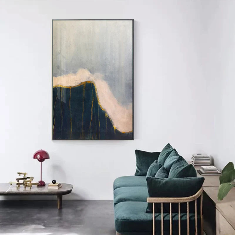 Minimalistische Grau Blau Farbblock Abstrakte Wandkunst Feine Kunst Leinwanddrucke Poster Bilder Für Modernes Wohnzimmer Zeitgenössische Hausdekoration