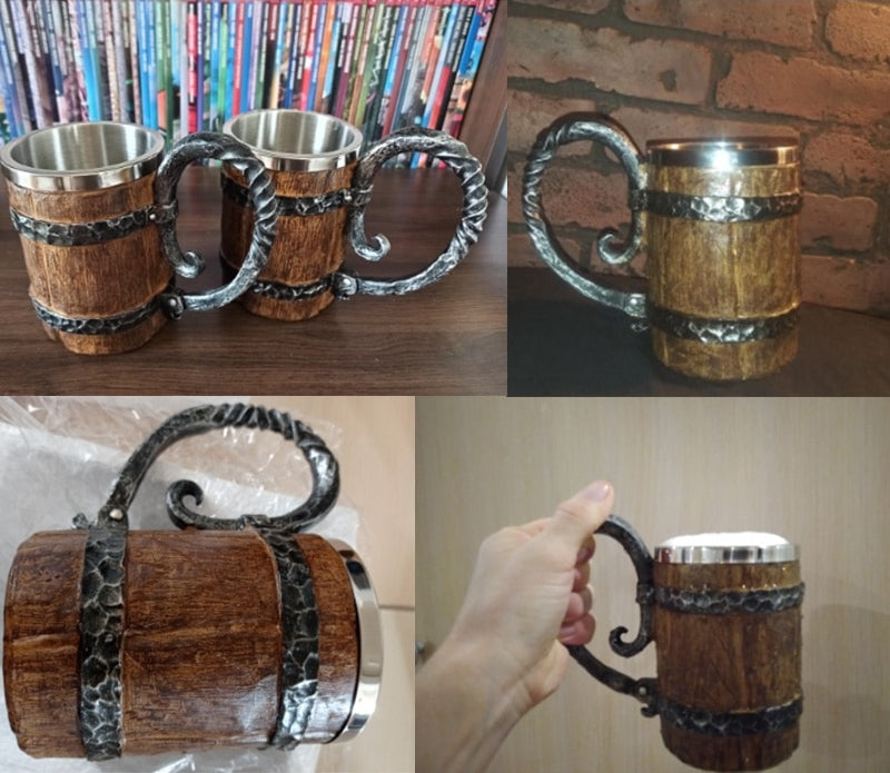 Brehn | Antike Zeit Edelstahl Holz Becher