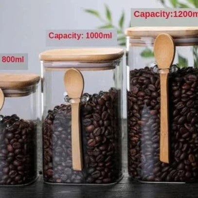 Bamboo- und Glas-3-teiliger Behältersatz Brehn