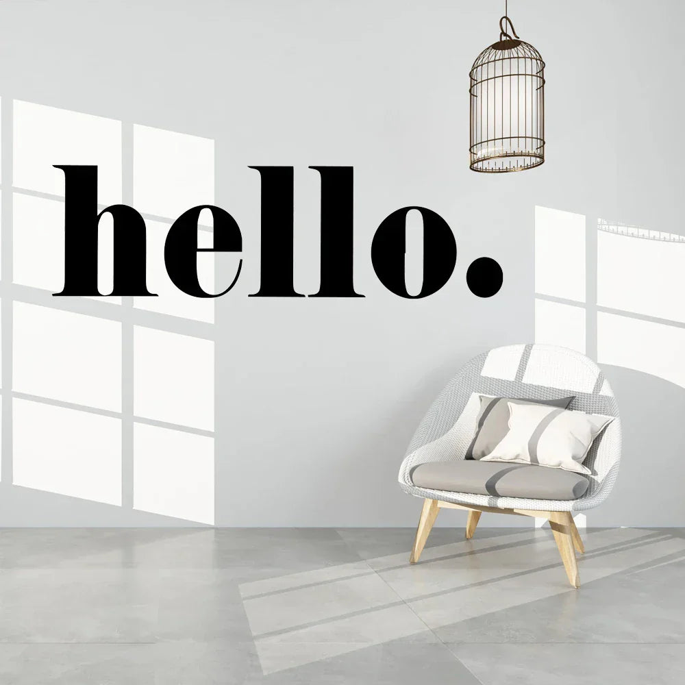 Big Hello Wandaufkleber Moderne Typografie Willkommen Beschilderung Abnehmbar Peel and Stick PVC Vinyl Wandtattoo Für Eingangsbereich Flur Kreative DIY Wanddekoration | Brehn