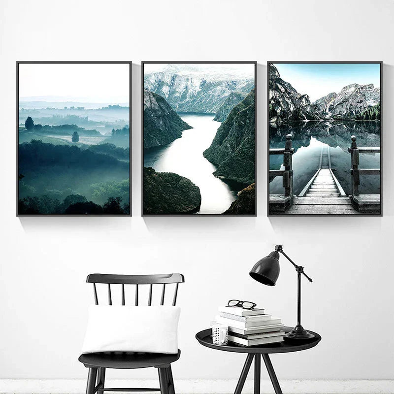 Bergsee Wildnis Landschaft Wandkunst Kunstdrucke Leinwand Poster Bilder von Ruhe für Wohnbereich Esszimmer Dekor