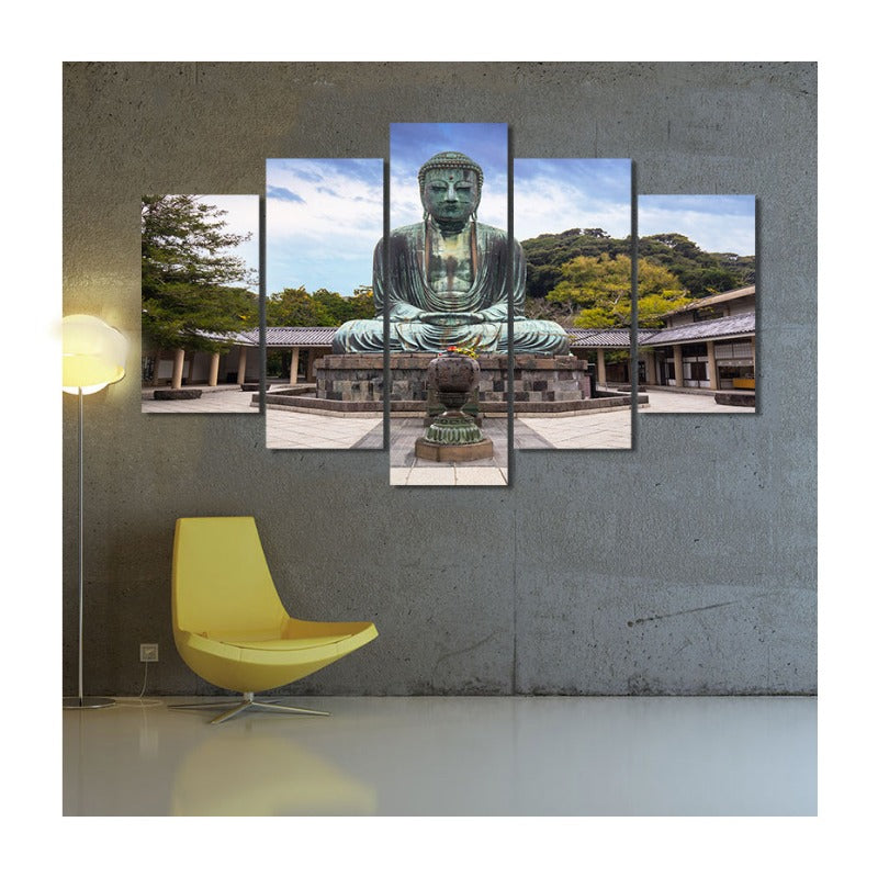 5 Stück Abstract Der große Buddha von Kamakura - Leinwand Wandkunst Malerei