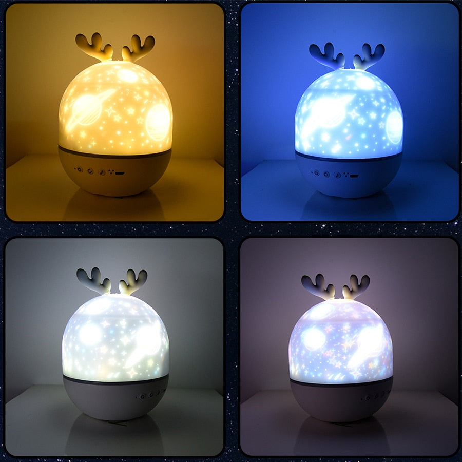 VIvolux | Rotierender Reh Musiksternprojektor Nachtlampe