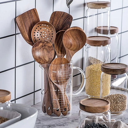 TeakChef 7-teiliges Küchenutensilien-Set Premium Teak-Werkzeuge | Brehn