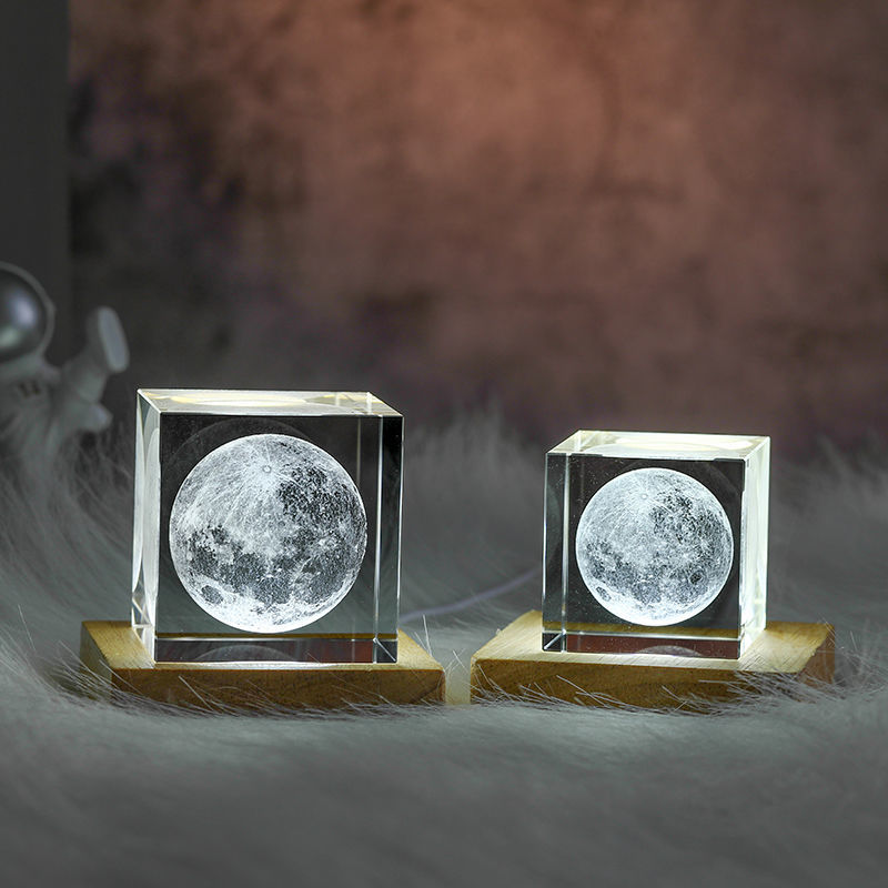 3D Kristallwürfel Mond Nachtlicht | Brehn