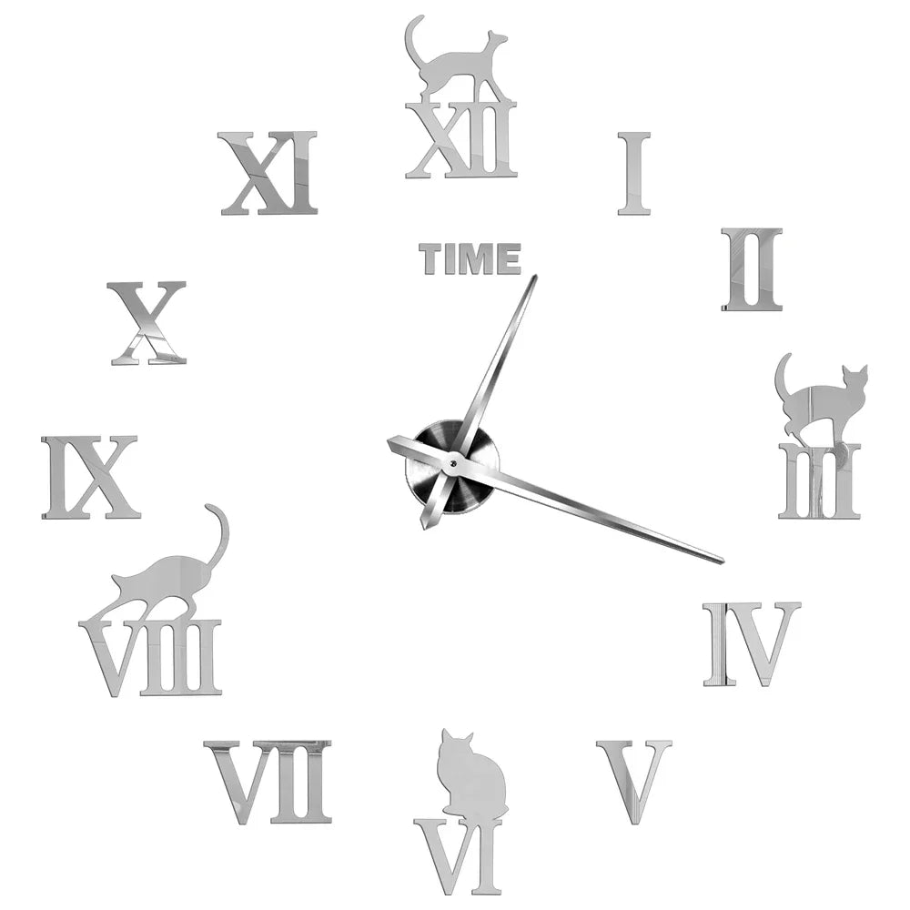 Große Wanduhr DIY 3D Selbstkleber Spiegel Acryl Wanduhr für Küche Esszimmer Wohnzimmer Kreative Wohnkultur | Brehn