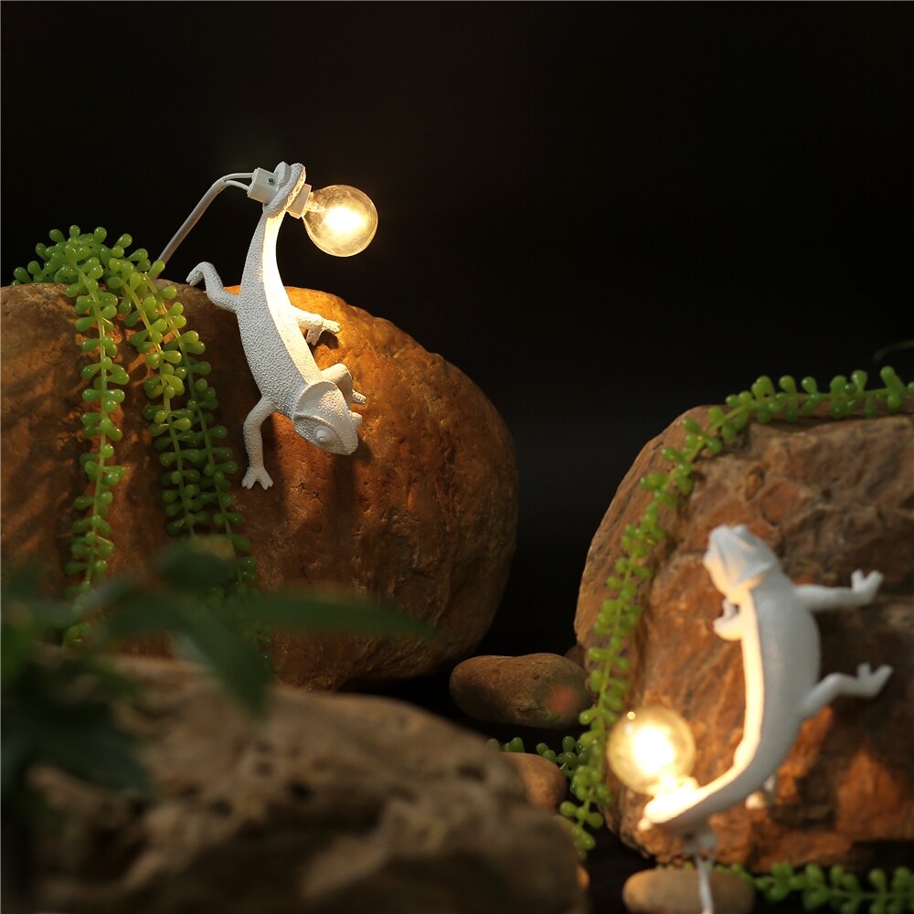 Brehn | Harz Eidechsen Tischlampe - Elegante Eidechsen Tischlampe aus Harz für modernes Interieur
