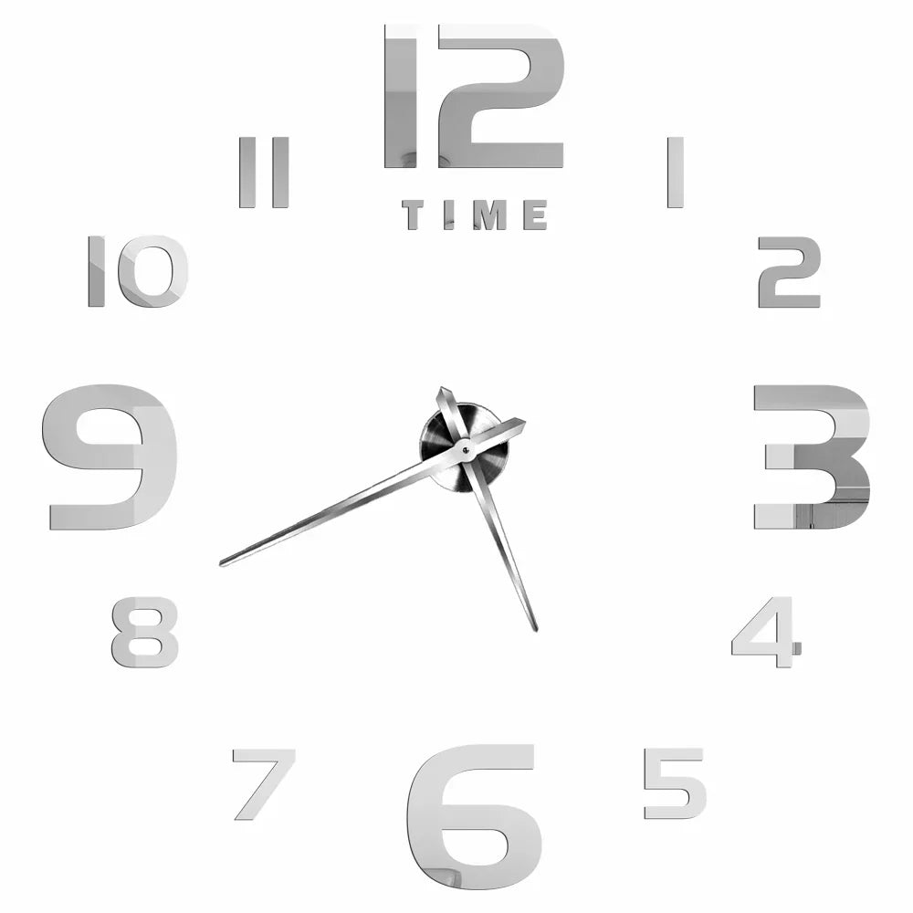 Große Wanduhr DIY 3D Selbstkleber Spiegel Acryl Wanduhr für Küche Esszimmer Wohnzimmer Kreative Wohnkultur | Brehn