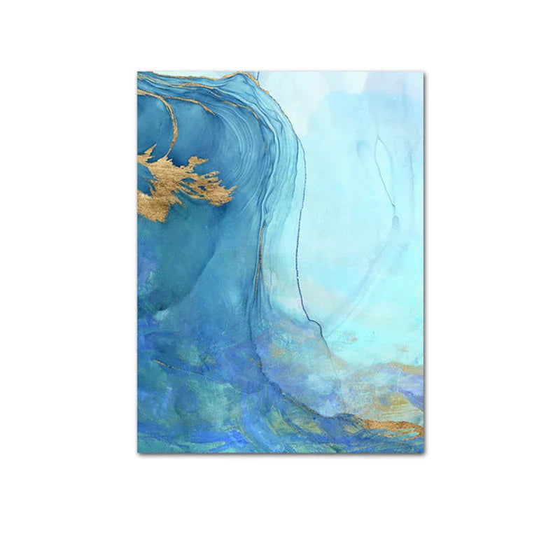 Blaue Aqua Azur Marmor Druck Wandkunst Feine Kunst Leinwanddrucke Abstrakte Bilder für modernes Wohnzimmer Hotelzimmer Heimbüro Dekor | Brehn