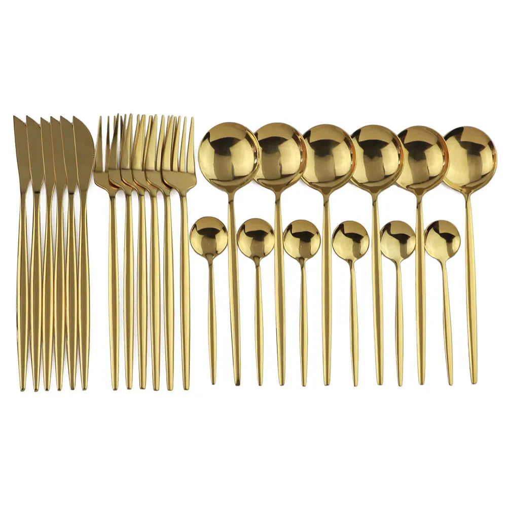 Brehn | Luxus Schwarz-Gold Edelstahl Besteckset - für Elegante Mahlzeiten