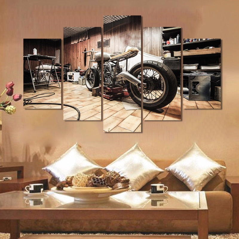 5-teilige abstrakte Vintage Garage - Leinwand Wandkunst Malerei
